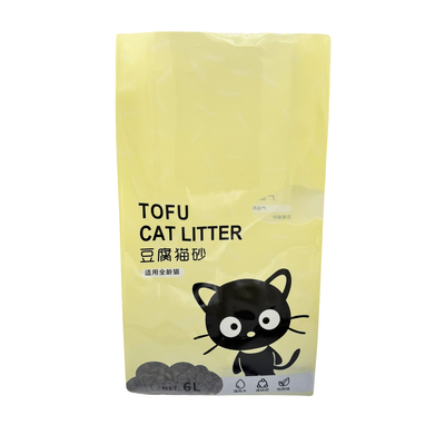 Beli Custom 6 L Kuning vakumasi Kuat tugas berat Daur Ulang Plastik Kotoran Kucing Kantong kemasan dengan sisi Gusset dan jendela online manufacture