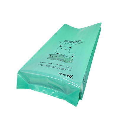 Beli Custom 6L Green Back Sealed Side Gusset Plastik Daur Ulang Vacuum Sealed Cat Litter Packaging Bags dengan jendela yang jelas online manufacture