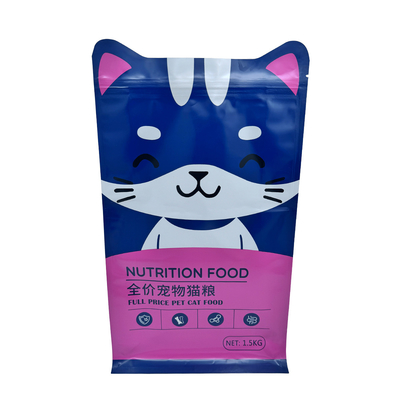 Beli 1.5kg Custom Cat Shape Design Stand Up Flat Box Bottom Pet Cat Food Packaging Bags Bag dengan Zipper yang Bisa Ditutup Kembali online manufacture