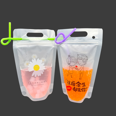 Beli 17 Oz Removable Zipper Smoothie Juice Stand Up Drink Bags dengan lubang gantung Jerami dan corong online manufacture