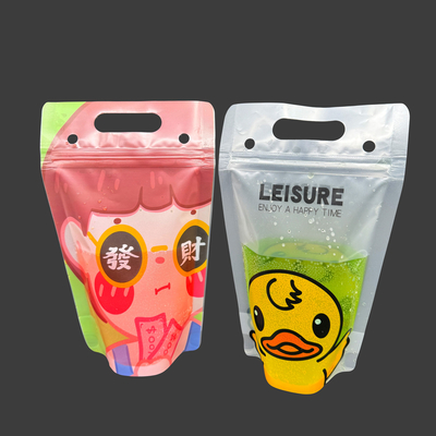Beli 9.1 x 5.2 inci 17 ons 8mil Clear Frosted Stand Up Drink Bags Drinking Bag dengan Heavy Duty Handheld Zipper online manufacture