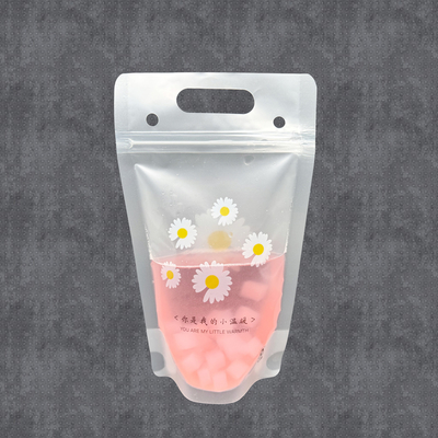 Beli Daisy Flower Design Stand Up Juice Pouches Zipper Smoothie Bags For Adults Hot and Cold Drinks Liquor With Straws online manufacture
