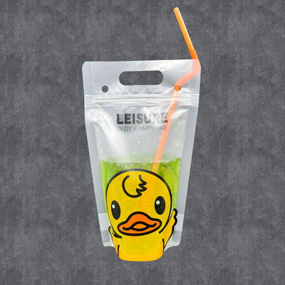 Beli Little Yellow Duck Desain Freezable Juice Stand Up Drink Bags dengan individual dibungkus sedotan untuk orang dewasa dan anak-anak online manufacture