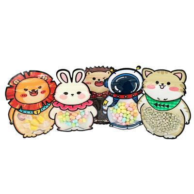 Beli Custom Design Animal Shape Stand Up Bags dengan Zipper Clear Window untuk Anak Makanan ringan, Makanan Kering, Permen, Kemasan Kue online manufacture