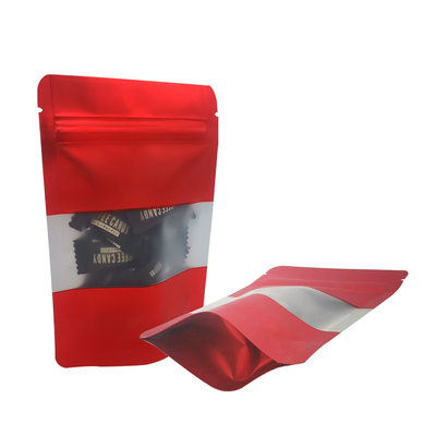 Beli Passionate Merah Matte Metallic Foil Back Stand Up Snack Bags yang Bisa Digunakan Lagi dengan Zipper dan Jendela untuk Bisnis Pesta online manufacture