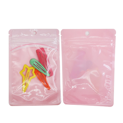 Beli Custom Printed Pink Color One Side Clear Bag Plastic Bags with Zipper with Hanging Hole for Candy, Cookie, Aksesoris online manufacture