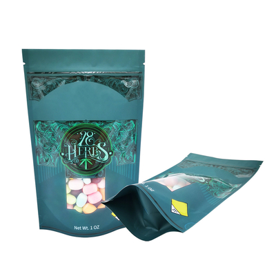 Beli 1 OZ Matte Spot UV Print Stand Up Bags dengan Ziplock dan Jendela yang Dapat Di-Resize Untuk Kemasan Rumput, Rumput, Permen online manufacture
