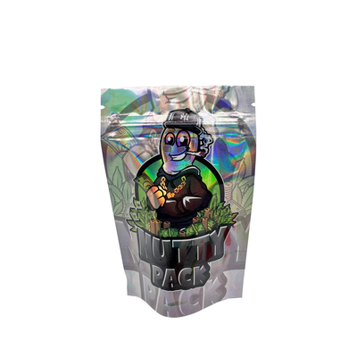 Beli Custom Digital Printed Aluminium Foil Coated Stand Up Hologram Bag dengan Zipper Untuk Bunga, Rumput, Rumput, Cookie Pack online manufacture
