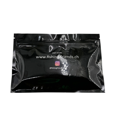 Beli Custom Printed Black Front Clear Back Silver Foil Liner Lay Flat Zipper Mylar Bags untuk Umpan Perikanan online manufacture