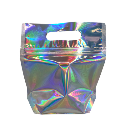 Beli Custom Mylar Holographic Resealeable Bags Bau Proof Foil Ziplock Bags dengan Handle Hole untuk Partai Favor Penyimpanan Makanan online manufacture