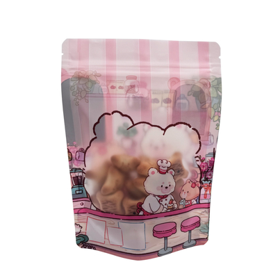 Beli Desain Kartun Custom Stand Up Zipper Bags Untuk Pengemasan Makanan Dengan Jendela online manufacture