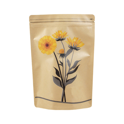 Beli Custom Plastic Aluminium Foil Laminated Stand Up Kraft Zip Lock Pouch untuk Makanan Kering Daun Teh Kafean Bean Packaging online manufacture