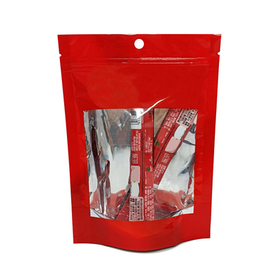 Beli Kantong Kopi Glossy Red Resalable Ziplock Custom Printed dengan Window Foil Clear Back Bottom untuk Pengemasan Kopi Instan online manufacture