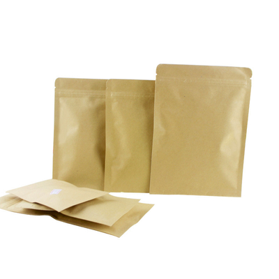 Beli Aluminium foil dilapisi panas sealable kraft paper Flat Zipper pouch untuk biji kopi daun teh makanan ringan kemasan makanan online manufacture