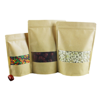 Beli Plastik Laminat tahan air yang bisa ditutup kembali Ziplock Kantong Kraft Brown dengan jendela untuk penyimpanan Teh, Biji Kopi, Kemasan Makanan online manufacture