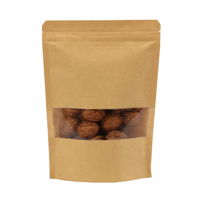 Beli 16 oz Biodegradable PLA Natural Kraft Stand Up Bags Bag Zipper yang bisa ditutup kembali untuk Kacang Kacang kering online manufacture