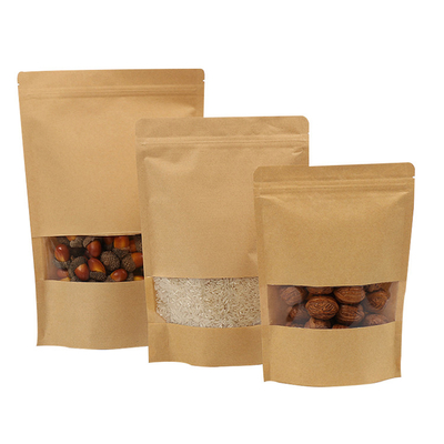 Beli Kraft PLA Bio Degradable Stand Up Bag Bags Dengan Jendela Jelas Dan Ziplock Untuk Buah Kering Makanan ringan Biji online manufacture