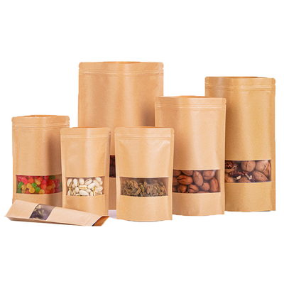 Beli Brown Kraft Stand Up Bag dengan Zipper dan Matte Clear Window online manufacture