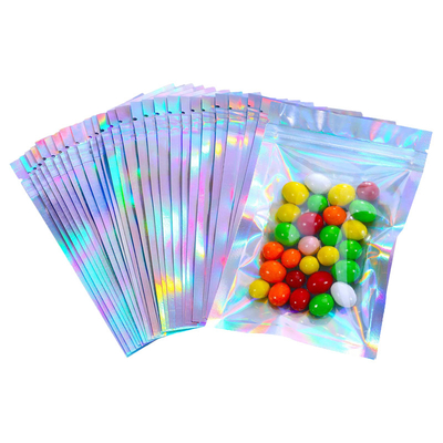 Beli Kantong Mylar Holographic yang dapat disegel panas dan dapat disegel kembali dengan ziplock yang dapat ditutup kembali untuk kemasan makanan online manufacture