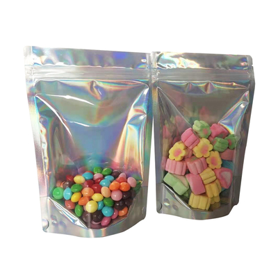 Beli Heat Seal Resalable Zipper Lock Stand Up Bag Bag Holographic dengan Gusset Bottom Clear Front untuk Food Storage Pack online manufacture