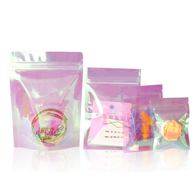Beli 13x18x3cm Laser Hologram Rainbow Pink Stand Up Bag Bags dengan Zipper untuk Permen, Perhiasan, Kemasan Aksesoris online manufacture