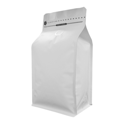 Beli Aluminium Foil Liner Matte Putih 8 Oz Tas Kopi Dengan Katup Square Bottom Zipper Tarik Pita online manufacture