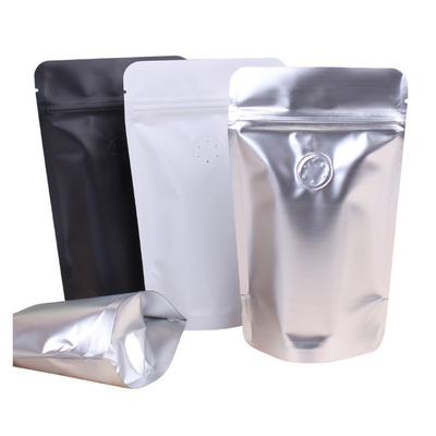 Beli 8oz 0.5 lb Aluminium Putih Hitam kantong kopi dengan Desgasing Valve berdiri dengan kunci ritsleting resealable online manufacture