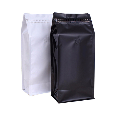 Beli 1lb Putih Hitam High Barrier Flat Bottom Coffee Bag Aluminium Foil Dengan Valve Resealable Side Zipper online manufacture