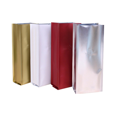 Beli Klep Glossy / Matte Laminate Quad Seal Flat Bottom Coffee Bag Dengan Penutupan Tie Tin online manufacture