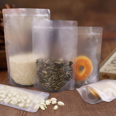 Beli 3.9 x 5.9 Inch Heat Seal Matte Clear Stand Up Poch Bags dengan Kunci Zipper yang Dapat Dikunci Lagi untuk Makanan, Kacang, Makanan ringan online manufacture