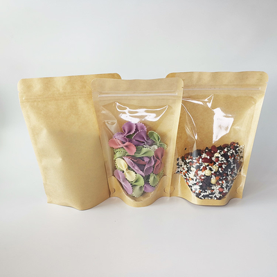 Beli Disesuaikan Gravure Printed Front Clear Stand Up Kraft Paper Bag Moisture Proof Untuk Kemasan Makanan online manufacture