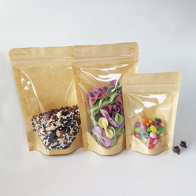Beli Biodegradable Eco Friendly Kraft Bags dengan jendela kelembaban Proof Heat Seal Zipper Top online manufacture