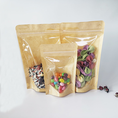 Beli Matt Laminasi Zipper Heat Seal Kraft Stand Up Bags Dengan Pencetakan Digital Jendela Untuk Kantong Kemasan Makanan online manufacture