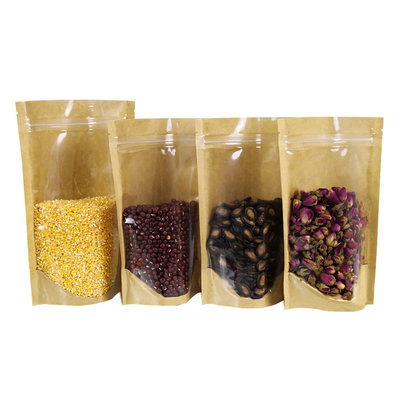 Beli Kelembaban Proof Digital Printing Zipper Kraft Paper Stand Up Pouch Untuk Makanan Kering Makanan ringan Candy Bean Packaging online manufacture
