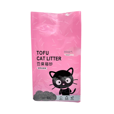 Custom Daur Ulang Pink Stand Up Flat Bottom Side Gusset 3lb 5lb 10lb Cat Litter Packaging Bags dengan jendela yang jelas
