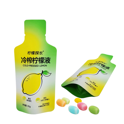 Custom Printed Matte Bottle Shape Aluminium Foil Stand Up Bags Untuk Lemon Juice Beverage Packaging