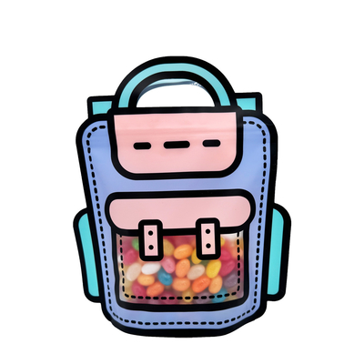 Tas sekolah berbentuk berdiri kantong dengan Ziplock Matte Clear Window Untuk makanan permen kemasan