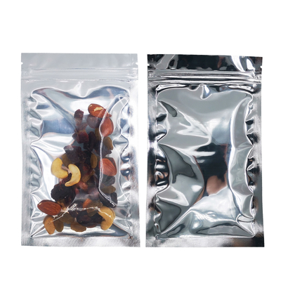 Airtight Heat Seal Aluminium Standing Pocket Mylar Foil Untuk Penyimpanan Makanan Dengan Kunci Zipper Dan Tear Notches