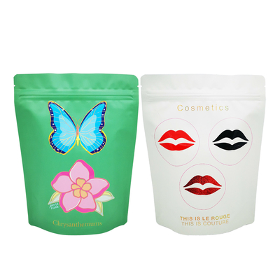 Desain Mewah Glossy Spout UV Cetak Custom Resalable Kantong Dengan Zipper Untuk Kemasan Kosmetik