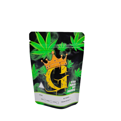 Custom Candy Mylar Ziplock Stand Up Bags penyimpanan makanan 3,5g bisa ditutup kembali