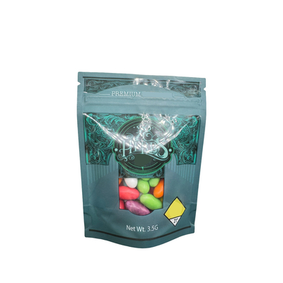 Premium Foil Linered Window Custom Stand Up Bag Packaging Untuk Candy Gum Food Packaging