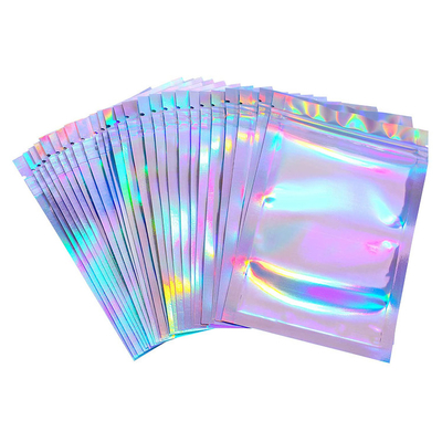 4x6 Inch Flat Resealeable Holographic Ziplock Bags Mylar Bag untuk Permen, Rumput, Bunga, Teh, Makanan, Aksesoris Pengemasan