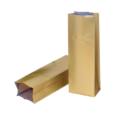 Glossy Matte Laminated Four Side Sealed Coffee Bags 150 Mikron Dengan Katup Dan Tinta Tie