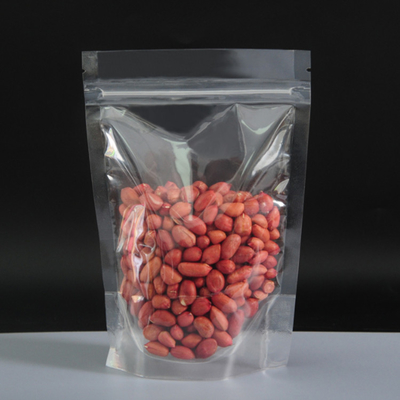 Tas Stand Up Transparent Zipper Top yang Disesuaikan dengan Tear Notch untuk Kemasan Makanan
